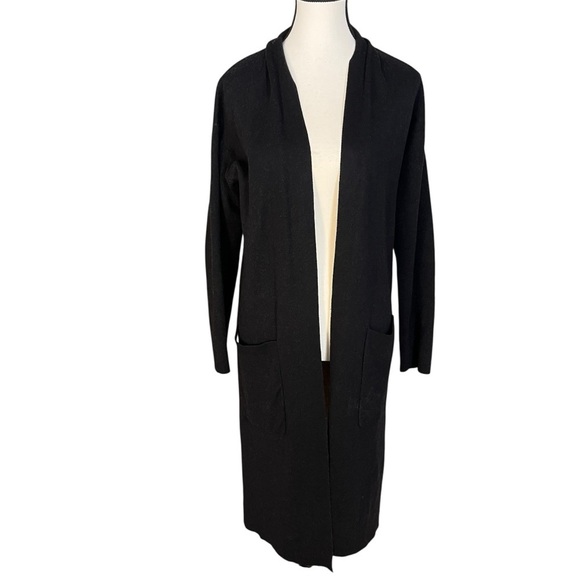Babaton Sweaters - Aritzia Babaton Lance Open Front Cardigan Black Long Line Knit Size S Wool Linen